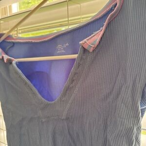 Urban Outfitters Blue and Pink V-Neck Top